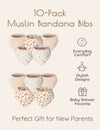 My Little Zone - 10-Piece Muslin Baby Bandana Bibs - Rainbow Collection