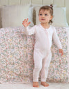 My Little Zone - Baby Footless Zip Front Pajamas - Botanical Collection - Solid Pink