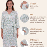 Maternity Robe - Botanical Collection - Print Blue