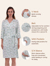 My Little Zone - Maternity Robe - Botanical Collection - Print Blue