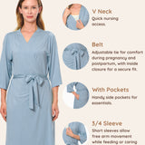 Maternity Robe - Botanical Collection - Solid Blue