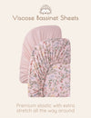 My Little Zone - 2-Pack Bassinet Sheets - Botanical Collection (Pink Botanical)