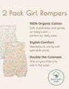 My Little Zone - 2-Pack Short Sleeve Baby Girl Rompers - Flower Collection