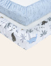 My Little Zone 2 Pack Crib Fitted Sheets (Blue-White)