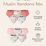 Floral Muslin Baby Bandana Bibs, 10 pc