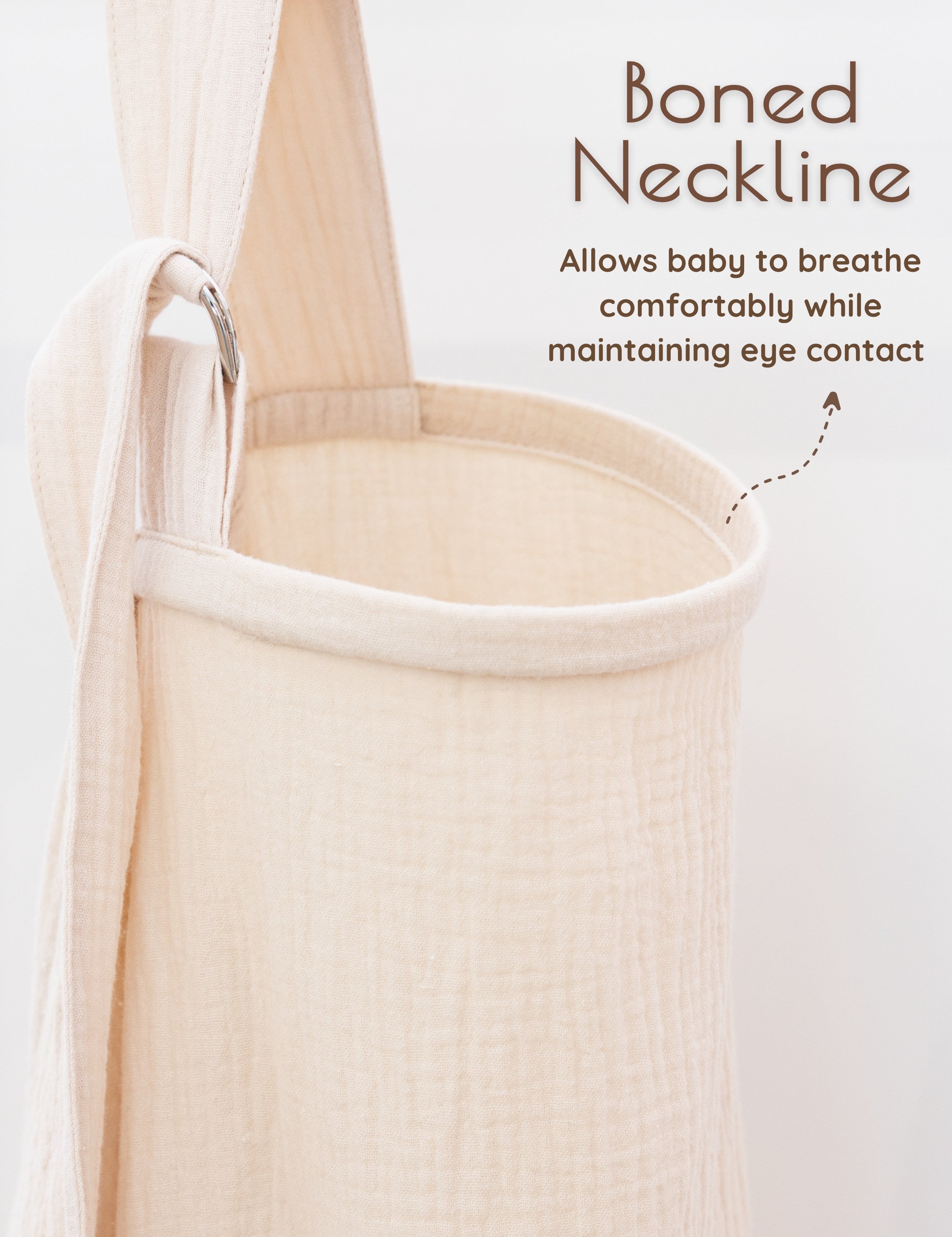 Solid beige nursing cover with boned neckline feature on a white background