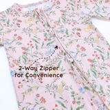 Botanical Pink Viscose Baby Footie Pajamas