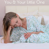 Blue Maternity Dress, Nursing Dress - Botanical Collection - Print Blue