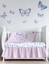 My Little Zone - 5 Piece Butterfly Crib Bedding Set for Baby Girls (White & Light Pink)