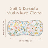 Pink Floral Muslin Burp Cloths, 6 pc