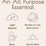 Product description infographic of muslin nursing cover