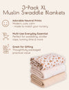 My Little Zone - 3-Pack Muslin Swaddle Blankets - Rainbow Collection