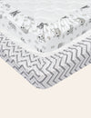My Little Zone 2 Pack Crib Fitted Sheets (White - Grey)