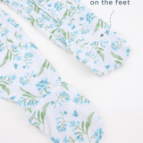 Botanical Blue Viscose Baby Footie Pajamas