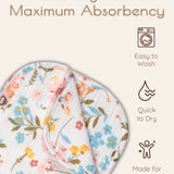 Pink Floral Muslin Burp Cloths, 6 pc