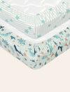 My Little Zone 2 Pack Crib Fitted Sheets  (Teal - White)