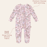 Botanical Pink Viscose Baby Footie Pajamas