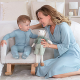 Neutral Blue Viscose Baby Footie Pajamas