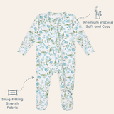 Botanical Blue Viscose Baby Footie Pajamas