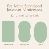 Neutral Green Bassinet Sheets Fitted, 2 Pc