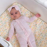 Pink Ruffled Baby Sleeper Footie