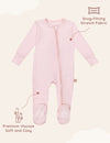 My Little Zone -  Zipper Footie - Botanical Collection - Solid Pink