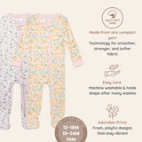 Floral Baby Girl Pajamas Sleep and Play, 2 Pc