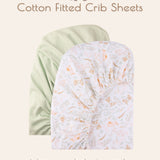 Neutral Woodland Cotton Crib Sheets, 2 Pc