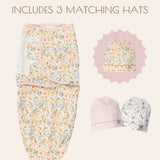 Floral Baby Swaddle Wraps, 3 Pc