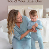 Neutral Blue Viscose Baby Footie Pajamas
