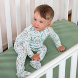 Botanical Blue Viscose Baby Footie Pajamas