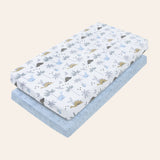 Dinosaur Baby Crib Sheets - Blue-White