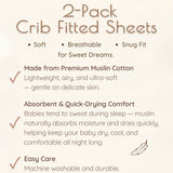 Neutral Rainbow Muslin Crib Sheets, 2 pc