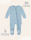 My Little Zone -  Zipper Footie - Botanical Collection - Solid Blue