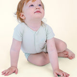 Neutral Green Short Sleeve Baby Romper