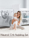 My Little Zone - 5 Piece Neutral Crib Bedding Set (White & Grey)
