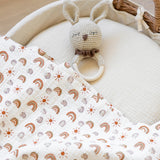 Neutral Rainbow Muslin Bassinet Sheets, 2 pc