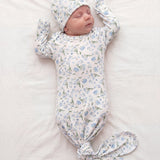 Botanical Blue Knotted Baby Gowns, 2 Pc