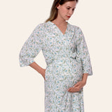 Botanical Blue Maternity Robe