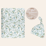 Botanical Blue Newborn Receiving Blankets Set