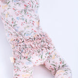 Botanical Pink Ruffled Baby Sleeper Footie