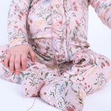 Botanical Pink Ruffled Baby Sleeper Footie
