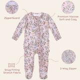 Botanical Pink Ruffled Baby Sleeper Footie