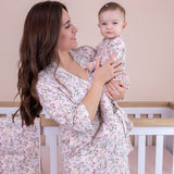 Botanical Pink Ruffled Baby Sleeper Footie