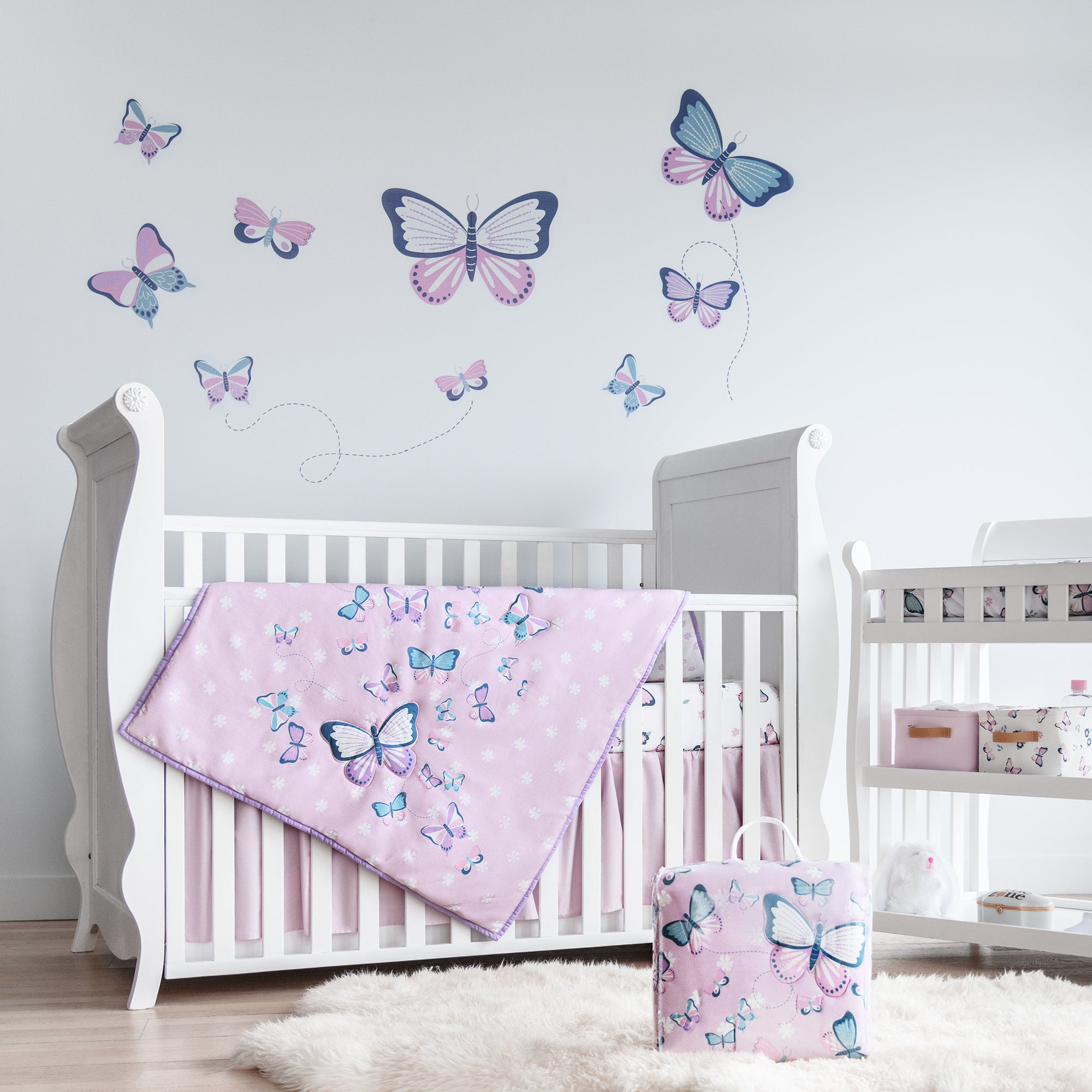 Purple Baby Girl Crib Lavender Crib Set Floral Nursery Baby Girl