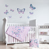 My Little Zone - 5 Piece Butterfly Crib Bedding Set for Baby Girls (White & Light Pink)