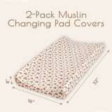 Neutral Rainbow Muslin Diaper Changing Pad Covers, 2 pc
