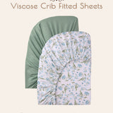Neutral Green Fitted Crib Sheets, 2 Pc