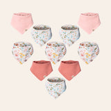 Floral Muslin Baby Bandana Bibs, 10 pc