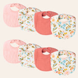 Floral Muslin Baby Bibs, 8 pc